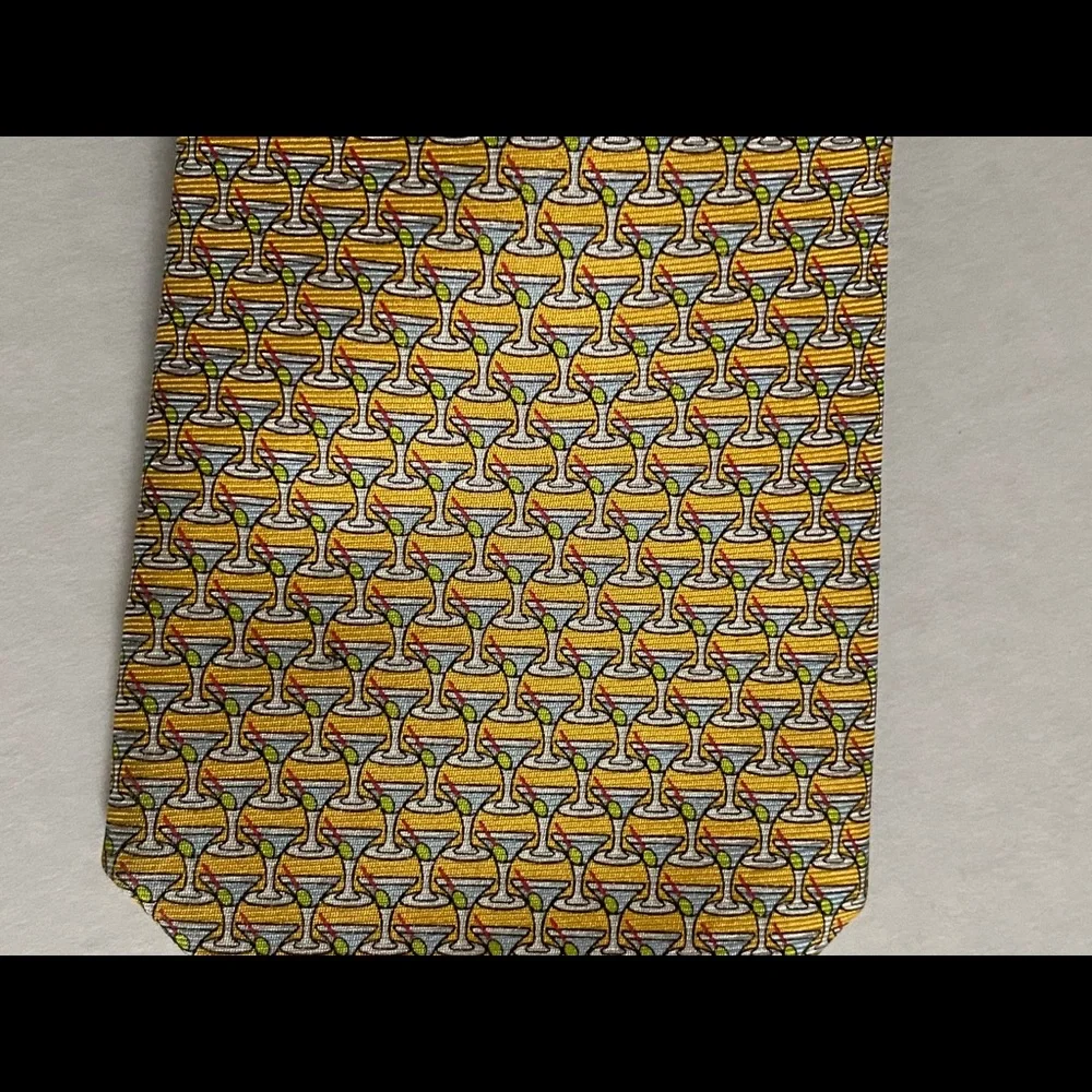 Tommy Bahama Silk Neck‎ Tie Martini Cocktail Yellow